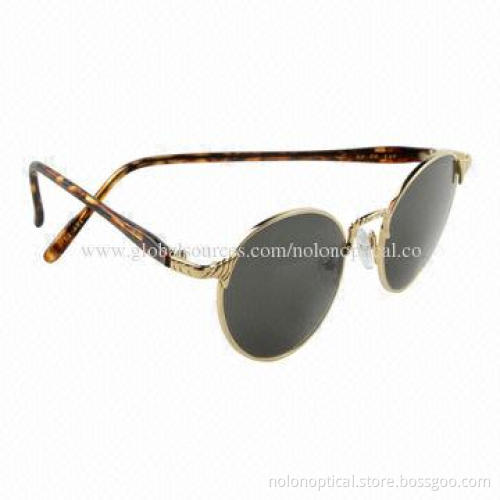 Round shape golden metal sunglasses